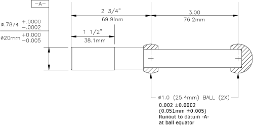 1" Diameter Dual Ball, Fixed Eccentricity