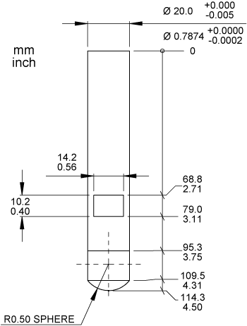 20mm Gage Pin, Plated for Index Probe