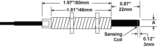 Dimensioni della sonda di rilevamento del filo